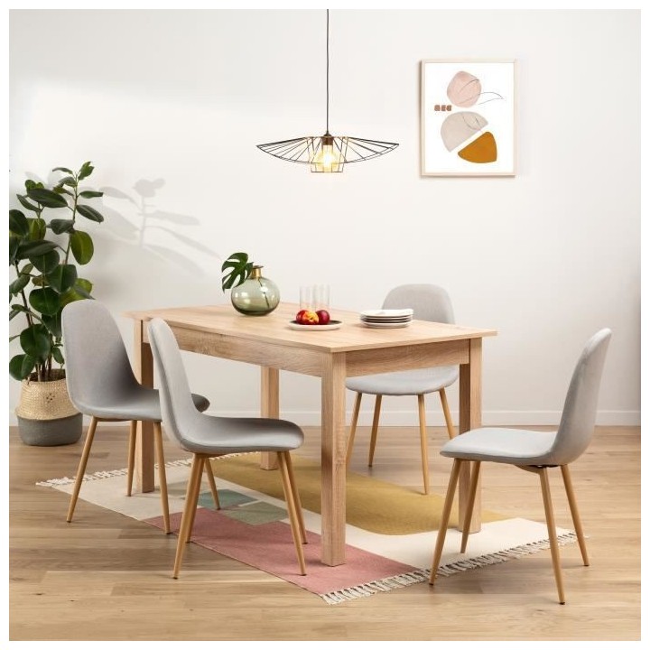 CLODY Chaises - Tissu gris - Lot de 4 - L 45 x P 53 x H 85 cm