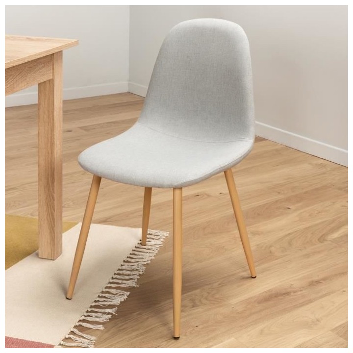 CLODY Chaises - Tissu gris - Lot de 4 - L 45 x P 53 x H 85 cm