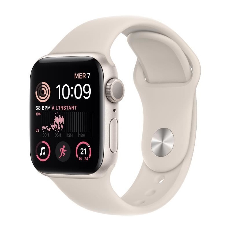 Apple Watch SE GPS (2e génération) - 40mm - Boîtier Starlight Aluminium - Bracelet Starlight Sport Band Regular