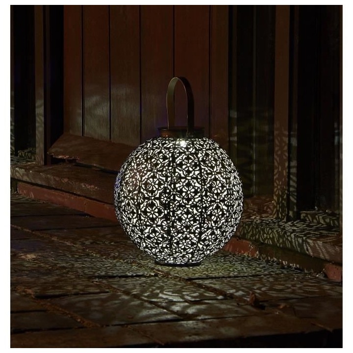 Lanterne solaire Damaskus en metal ajoure