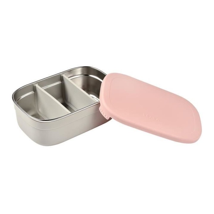BEABA, Boîte repas enfant en inox, couvercle en silicone et housse de
