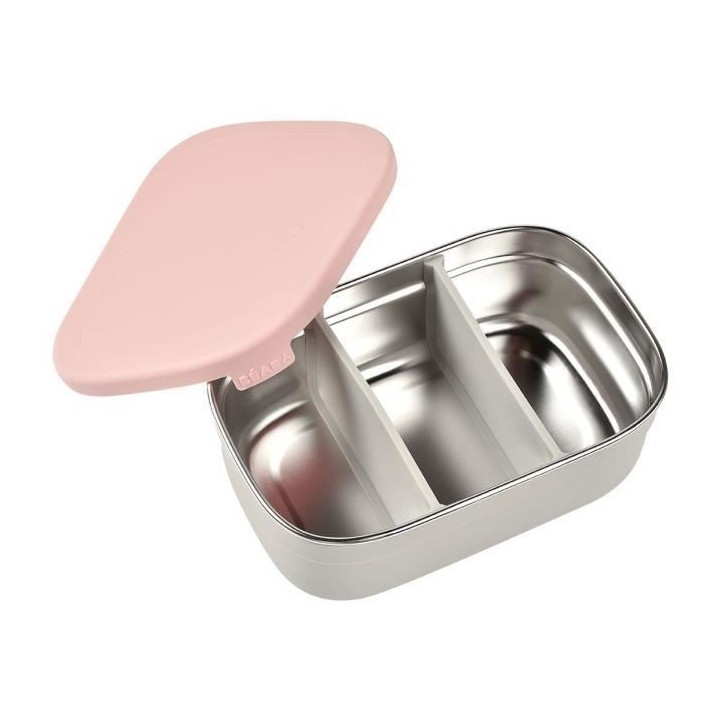 BEABA, Boîte repas enfant en inox, couvercle en silicone et housse de