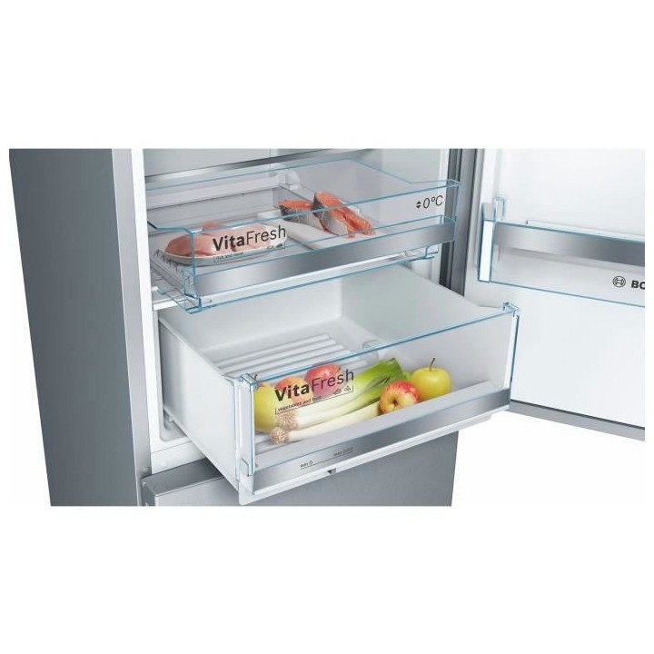 bosch - réfrigérateur combiné 60cm 337l a+++ brassé inox - kge39al