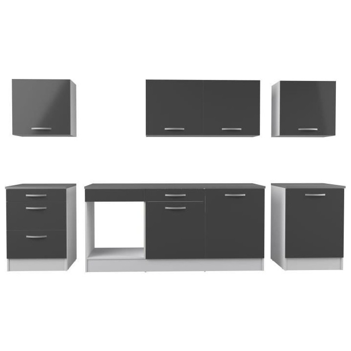 Bloc de cuisine OSLO de 300cm Gris brillant
