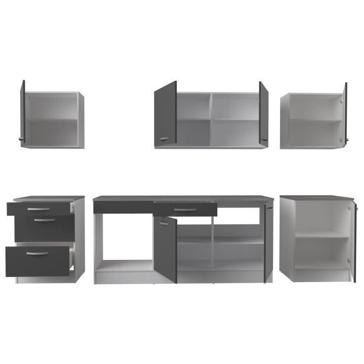 Bloc de cuisine OSLO de 300cm Gris brillant
