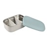 BEABA, Boîte repas enfant en inox, couvercle en silicone et housse de protection, Gris velours et bleu