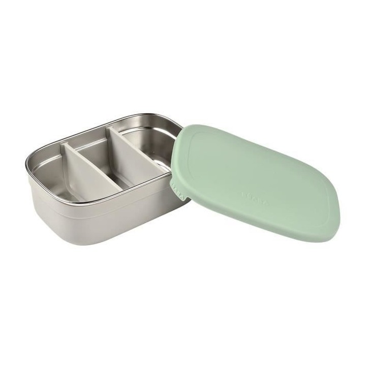 BEABA, Boîte repas enfant en inox, couvercle en silicone et housse de