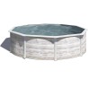 GRE - Piscine ronde acier Ø3,70m x H: 1,22m - Imitation bois Nordique Filtration a sable