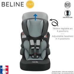 Siege auto NANIA BELINE Groupe 1/2/3 (9-36Kg) - Tetiere réglable en hauteur - Zebre - Fabriqué en France