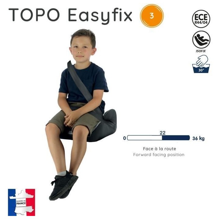 Rehausseur bas NANIA TOPO - Isofix - Groupe 3 (22-36 Kg) - Access gris