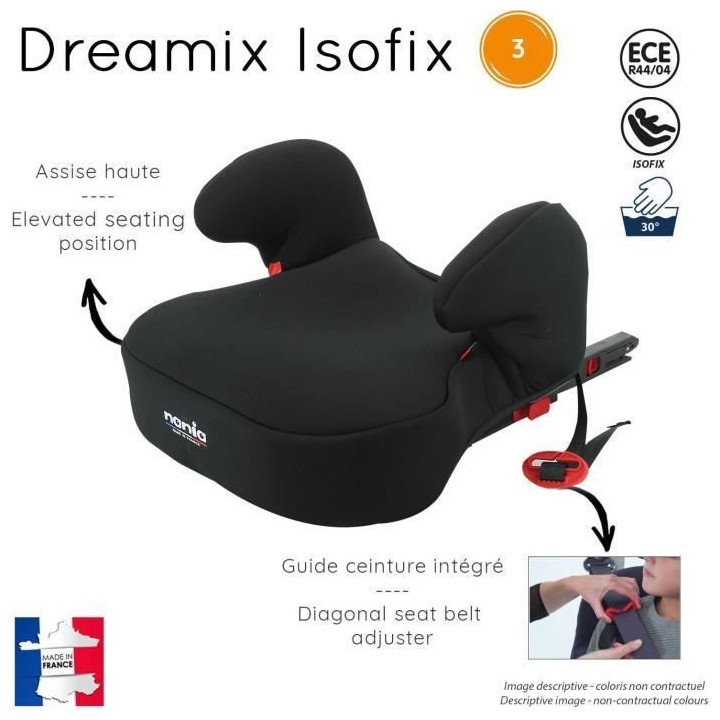 Rehausseur bas NANIA DREAM - Isofix - Groupe 3 (22-36 Kg) - Access gri