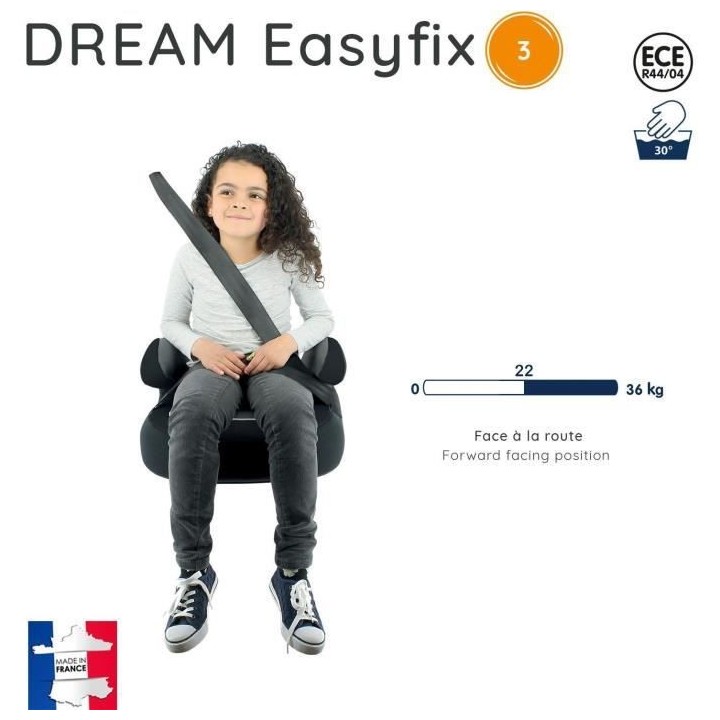 Rehausseur bas NANIA DREAM - Isofix - Groupe 3 (22-36 Kg) - Access gri
