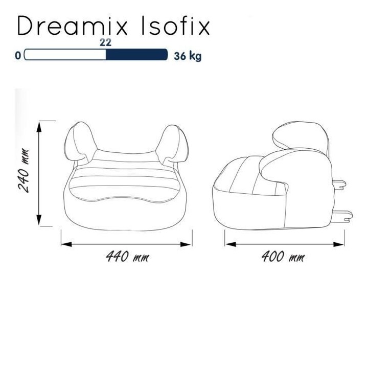 Rehausseur bas NANIA DREAM - Isofix - Groupe 3 (22-36 Kg) - Access rou
