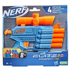 Nerf Elite 2.0 Prospect QS-4, 8 fléchettes Nerf Elite Officielles, Tire 4 fléchettes, viseur de précision Fixe GXP-811503