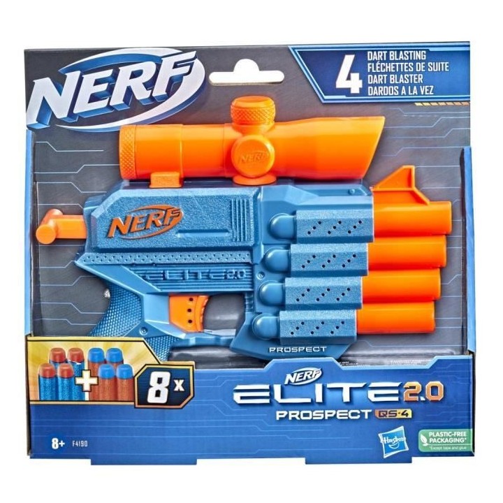 Nerf Elite 2.0 Prospect QS-4, 8 fléchettes Nerf Elite Officielles, Ti