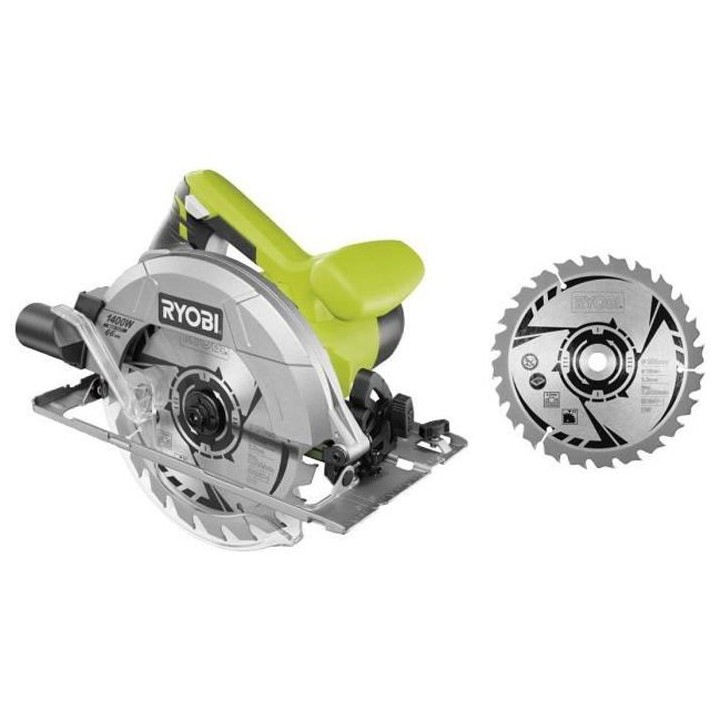 Scie circulaire RYOBI 1400W 66mm - 2 lame 20 dents - 1 coffret RCS1400