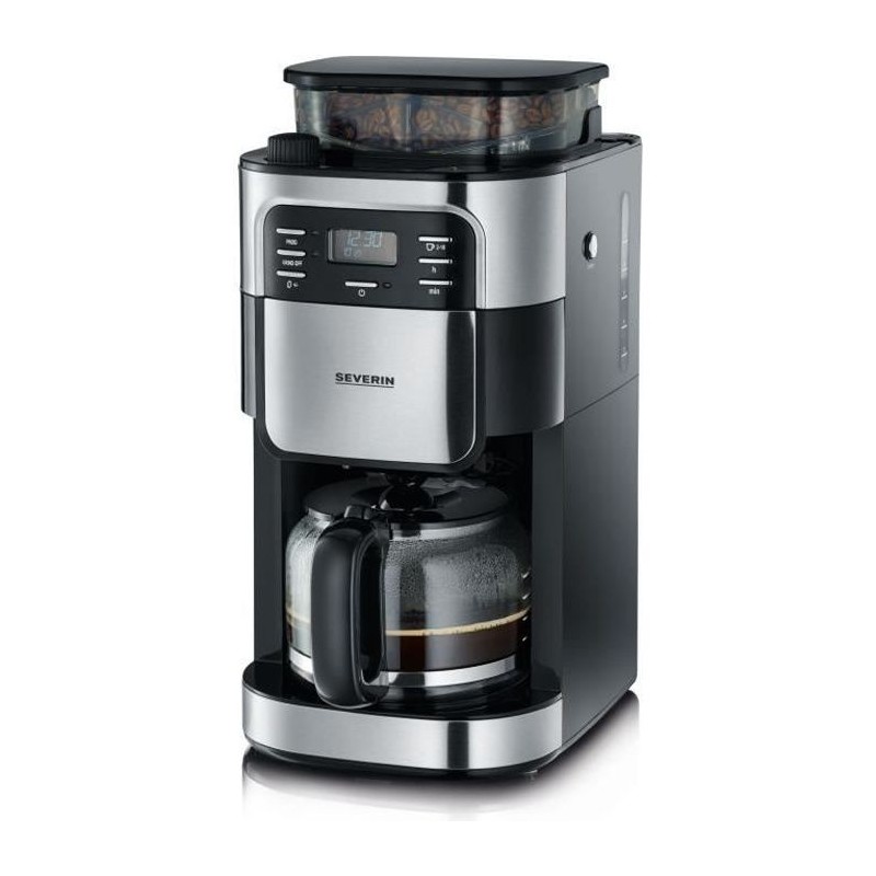 SEVERIN 4810 Cafetiere filtre avec broyeur intégré - Noir et inox - 1000W - 1,4 L