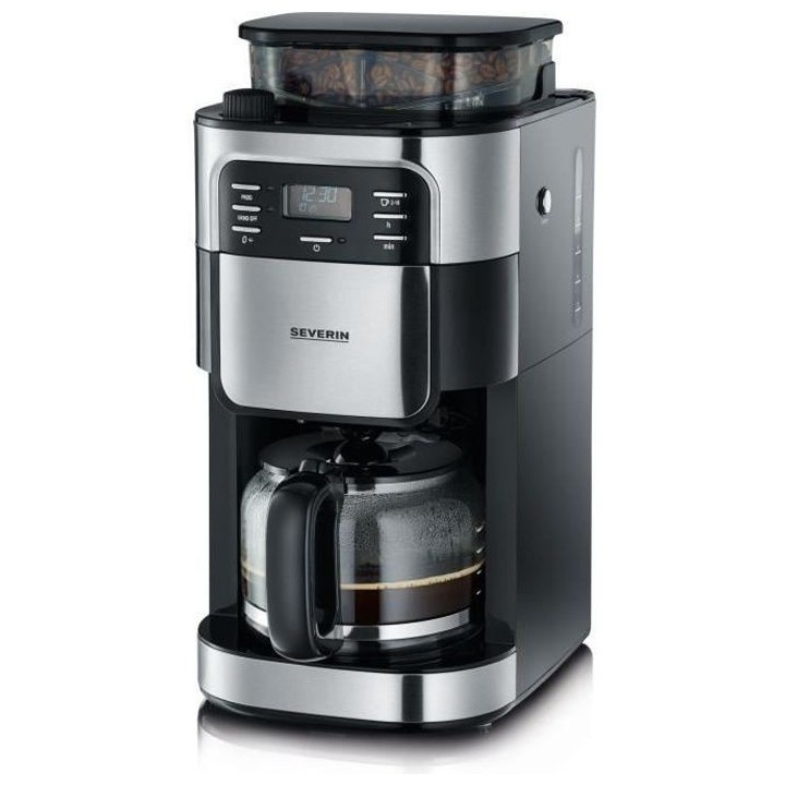 SEVERIN 4810 Cafetiere filtre avec broyeur intégré - Noir et inox -