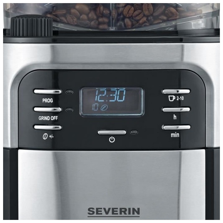 SEVERIN 4810 Cafetiere filtre avec broyeur intégré - Noir et inox -
