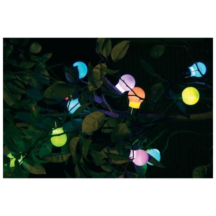 Guirlande solaire festive 20 ampoules led couleur changeante