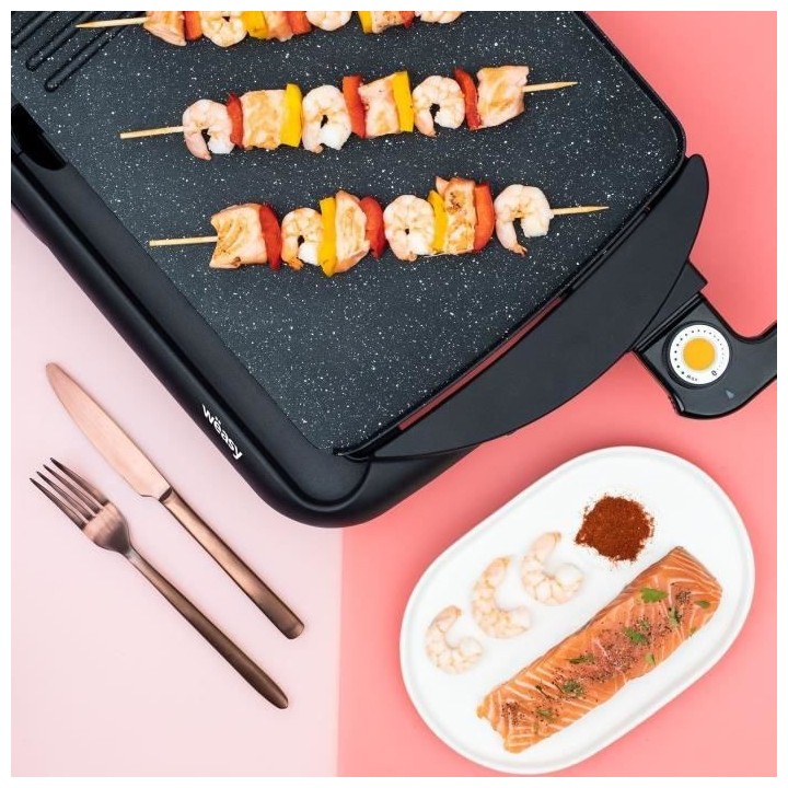 WEASY STO52 Plancha éléctrique 2000W - Plaque effet pierre - 52x27cm