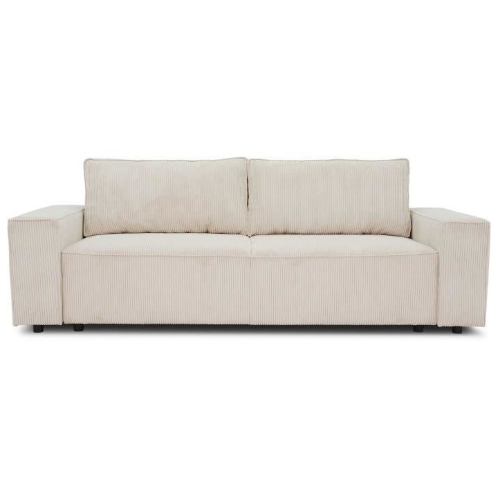 Canapé convertible 3 places JOSH - Tissu velours côtelé beige - Cof