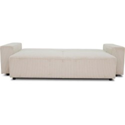 Canapé convertible 3 places JOSH - Tissu velours côtelé beige - Coffre de rangement - L239xP86xH85cm