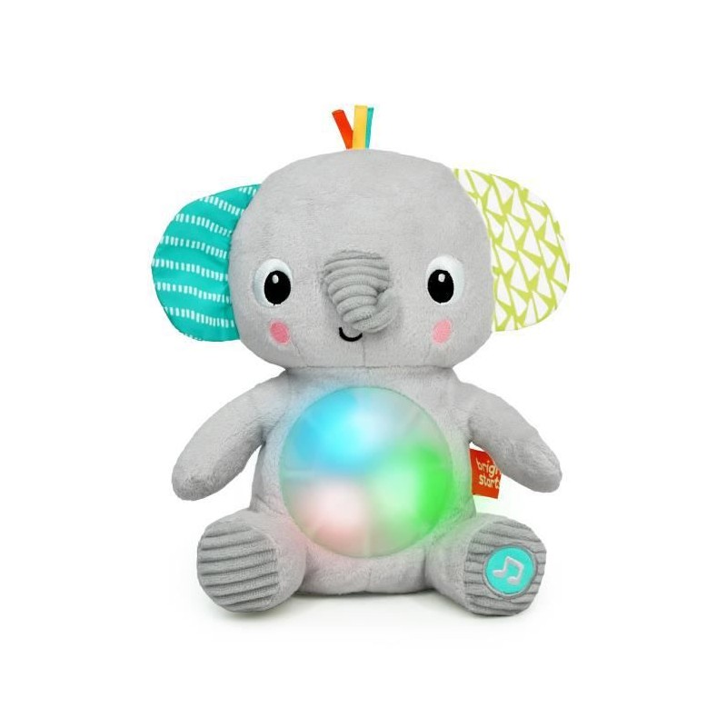 BRIGHT STARTS Jouet peluche éléphant Hug-a-Bye Baby, sons et lumieres