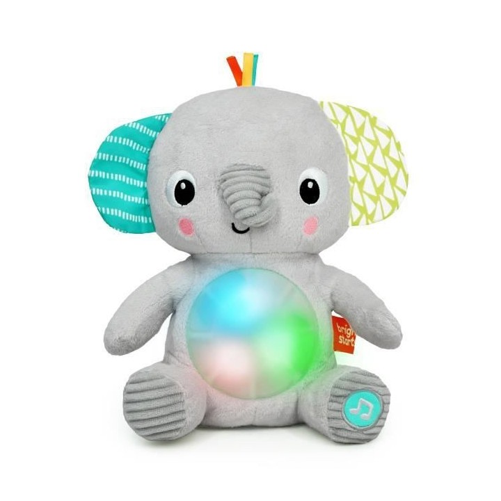 BRIGHT STARTS Jouet peluche éléphant Hug-a-Bye Baby, sons et lumiere