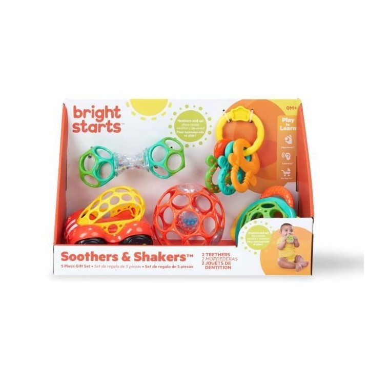 BRIGHT STARTS Set de hochet Oball et anneaux de dentition, 5 pieces, s