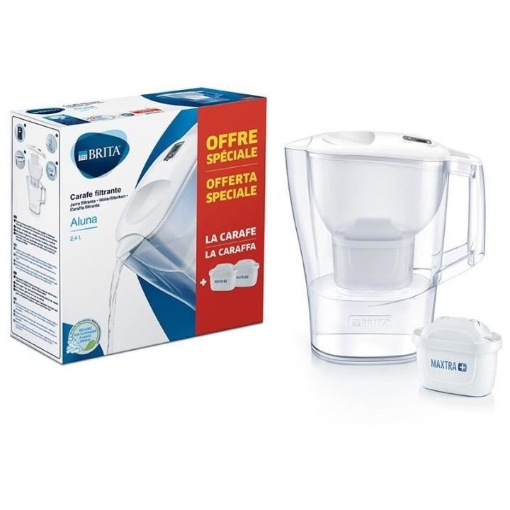 BRITA Carafe filtrante ALUNA Blanche + 2 cartouches MAXTRA+ INCLUSES