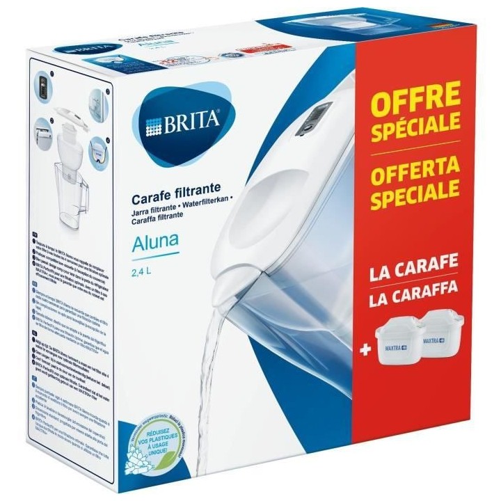 BRITA Carafe filtrante ALUNA Blanche + 2 cartouches MAXTRA+ INCLUSES