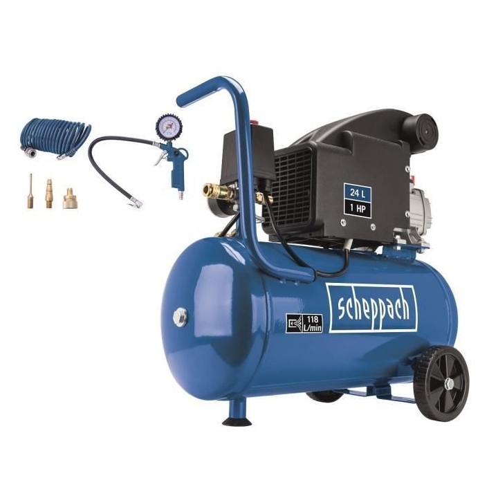 Compresseur horizontal Scheppach HC24-8S 24L - 750W - 8bar (livré ave