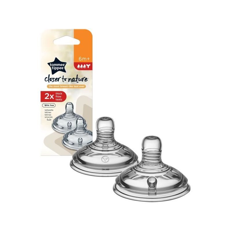 TOMMEE TIPPEE TétinesDébit Préparation Épaisse, 6 Mois+, Lot de 2