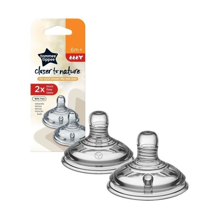 TOMMEE TIPPEE TétinesDébit Préparation Épaisse, 6 Mois+, Lot de 2
