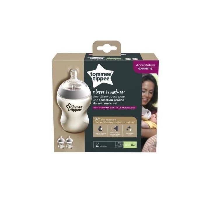 TOMMEE TIPPEE Biberons 0m+ 260ml X2
