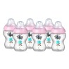 TOMMEE TIPPEE Biberons Closer to Nature, Valve Anti-Colique, 260ml, Lot de 6, Rose Décoré