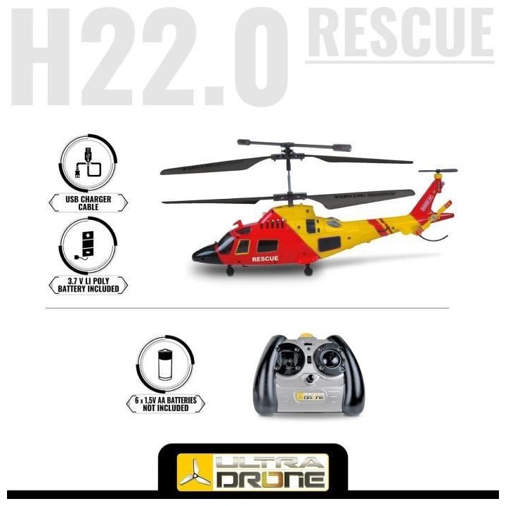 MONDO MOTORS - Hélicoptere télécommandé - Ultradrone H22 Rescue -