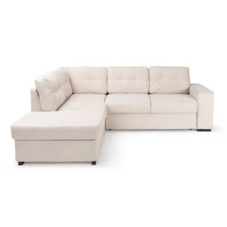Canapé Angle gauche Convertible + coffre - 4 places - Tissu - Beige -