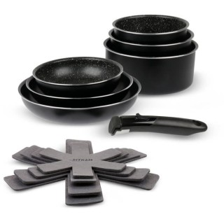 SITRAM 713498 - Batterie de cuisine 11 pieces - Aluminium pressé - Re