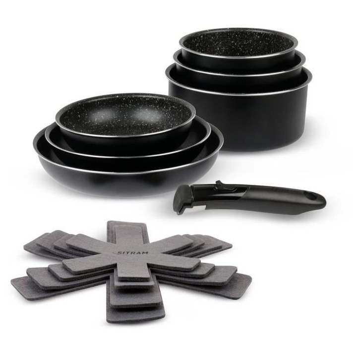 SITRAM 713498 - Batterie de cuisine 11 pieces - Aluminium pressé - Re