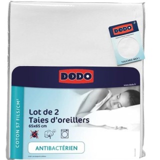 LOT DE 2 TAIES D'OREILLER DODO - BLANC - 65X65 cm