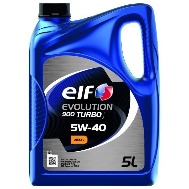 Huile moteur Diesel - ELF - EVOLUTION 900 TURBO 5W-40 - 5L