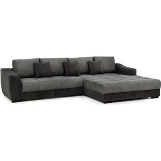 Canapé d'angle convertible droit - 4 places - Tissu noir - Contempora