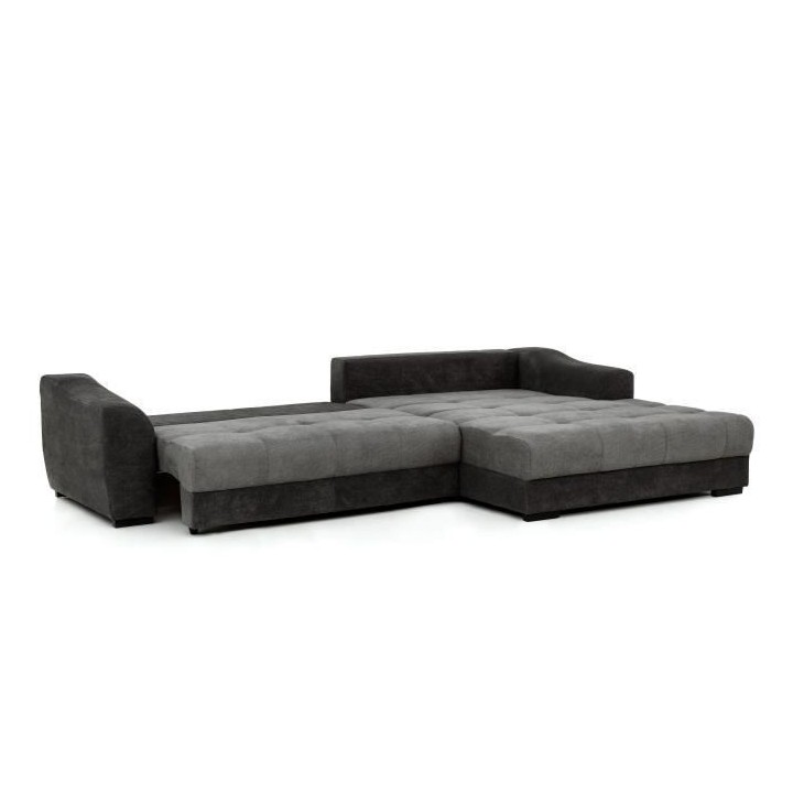 Canapé d'angle convertible droit - 4 places - Tissu noir - Contempora