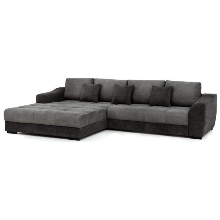 FLEX Canapé d'angle convertible gauche 4 places - Tissu Noir - L 314