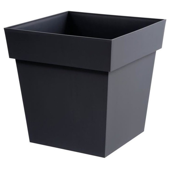 EDA Pot de fleur carré Toscane - 39 x 39 x H 39 cm - 38 L - Gris anth