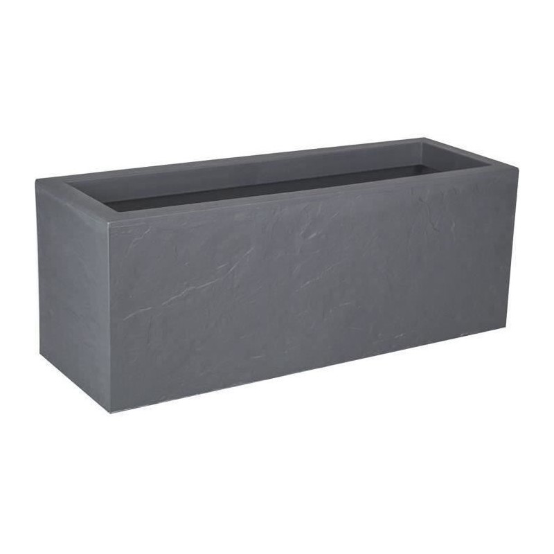 EDA Jardiniere Volcania'Up 57 L - Décor Imitation Pierre - 79,5 x 29,5 x 29,5 cm - Gris galet