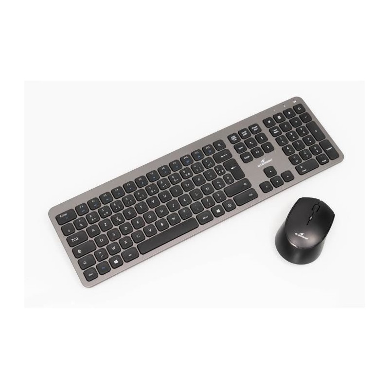 Ensemble clavier et souris - BLUESTORK - Pack Easy Slim - Sans fil - Gris métal