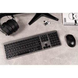 Ensemble clavier et souris - BLUESTORK - Pack Easy Slim - Sans fil - Gris métal